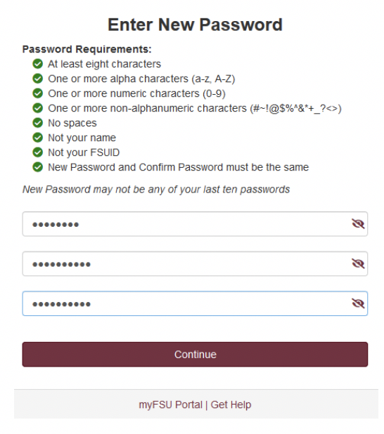 How do I reset or change my FSUID password?