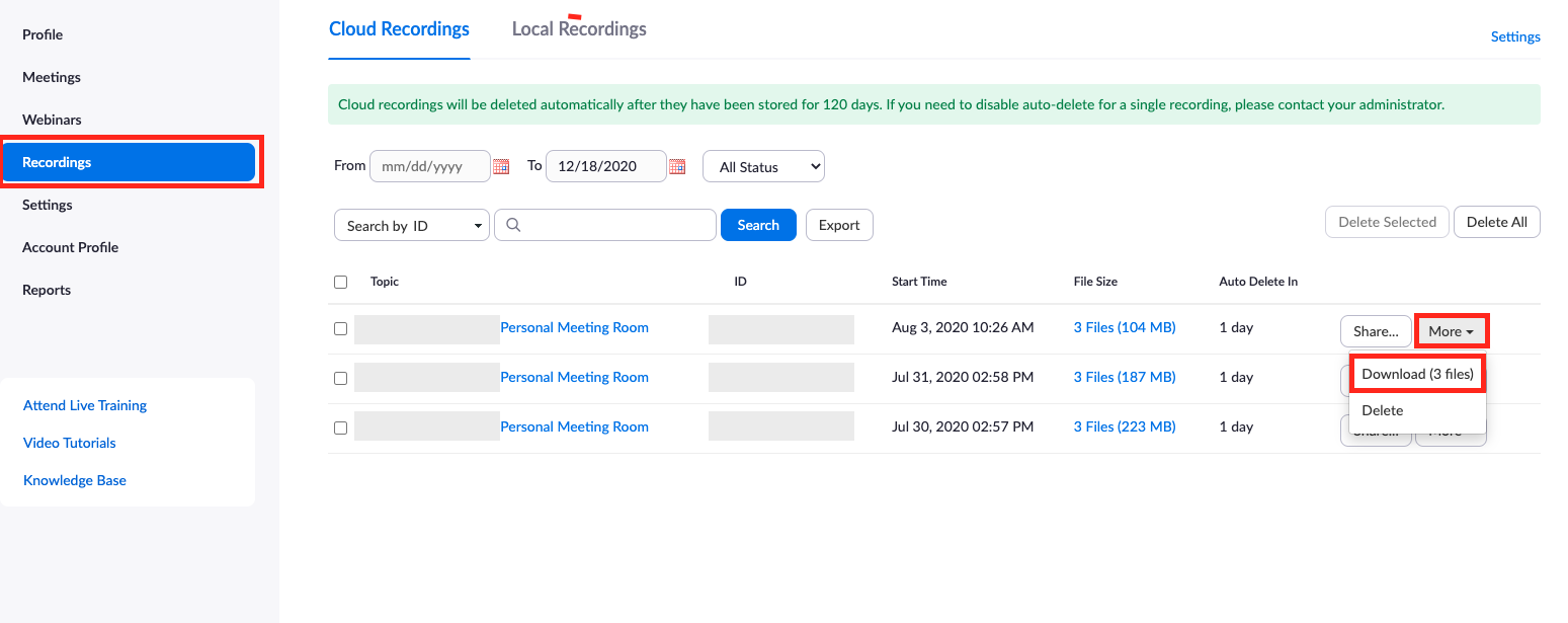 How do I upload my Zoom recordings into OneDrive?